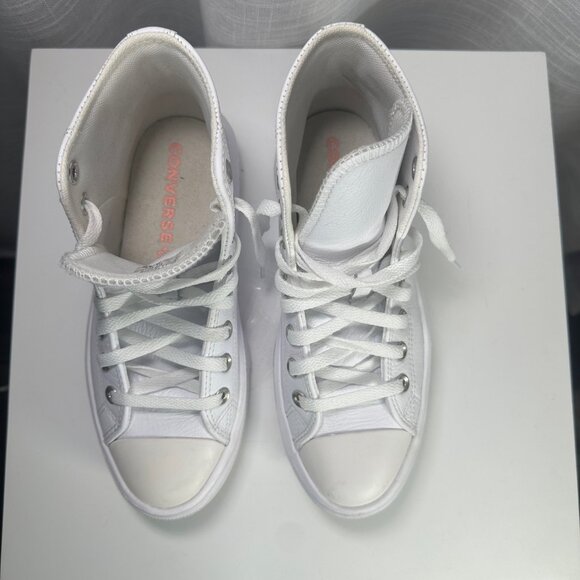 Converse Chuck Taylor All Star Move Leather Platform High-Top Sneakers White 8 - Picture 11 of 15